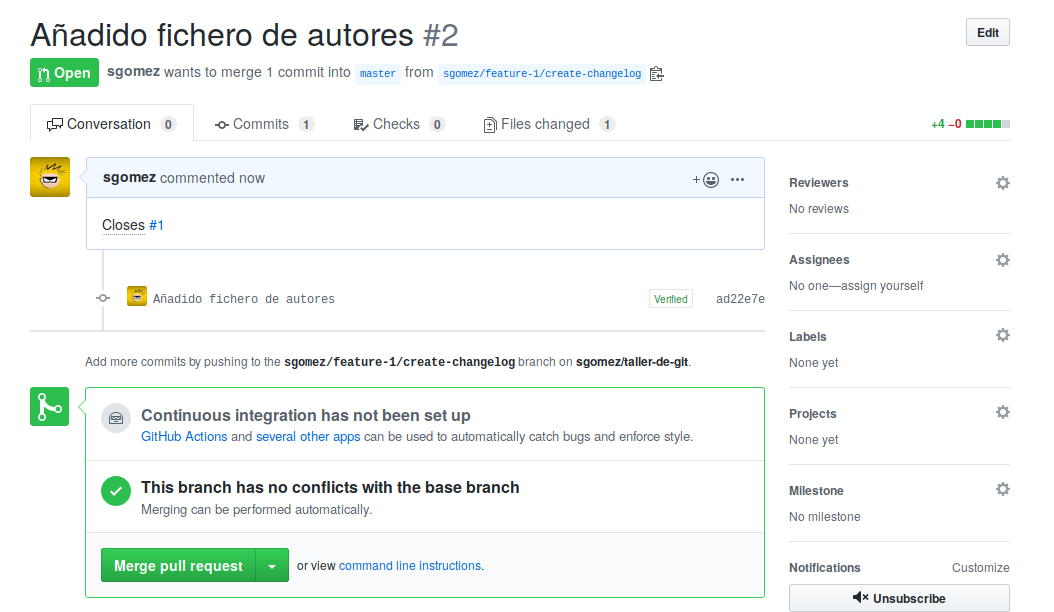 Nuevo Pull Request