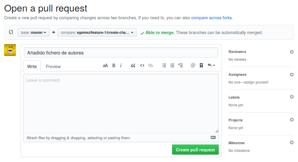 Nuevo Pull Request